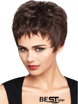 Natural Auburn Cropped Wavy Boycuts Lace Front Wigs