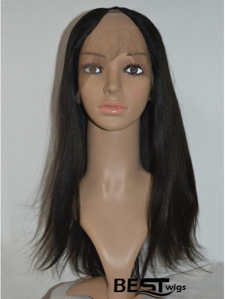 U Part Wig Cap With Lace Front Remy Long Length Black Color