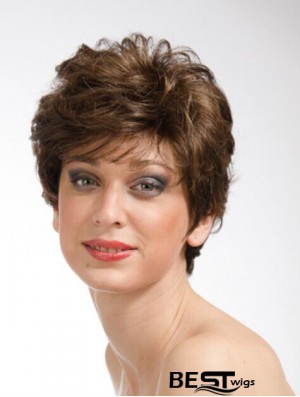 Brown 8 inch Sassy Short Wavy Layered Lace Wigs