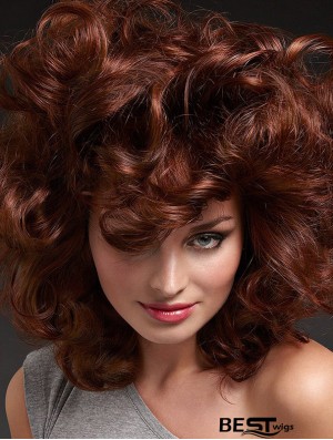 Long Curly Layered Auburn Good 100% Hand-tied Wigs