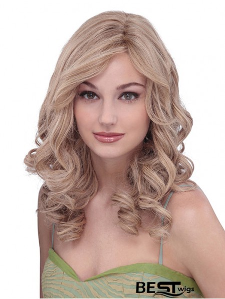 Long Curly Without Bangs Designed Blonde Lace Front Wigs