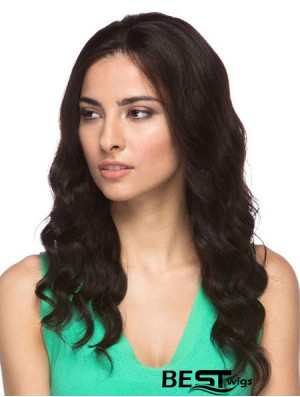 Brown 16 inch Good Long Wavy Without Bangs Lace Wigs