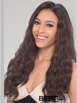 Brown Long Perfect Wavy Without Bangs Lace Wigs