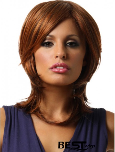 Straight Layered Shoulder Length Auburn Discount Lace Front Wigs