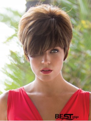 Brown 8 inch Trendy Short Wavy Boycuts Lace Wigs