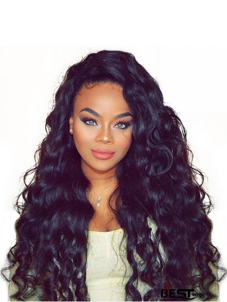 Black Curly 20 inch Without Bangs Remy Human Hair 360 Lace Wigs