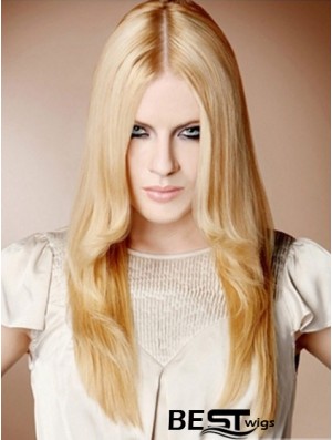 22 inch Straight Blonde 100% Hand Tied Synthetic Mono Cap Wigs