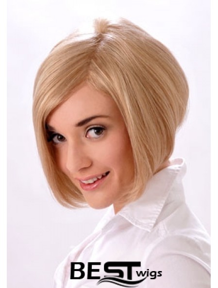 Chin Length Straight Monofilament Blonde Style Bob Wigs