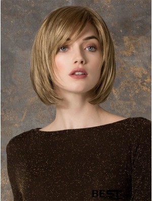 Fashion Blonde Chin Length Straight Bobs Monofilament Wigs