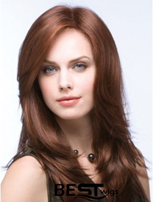 Affordable Monofilament Wigs UK Straight Style Layered Cut Auburn Color