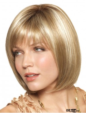 Chin Length Blonde Discount 11 inch Straight Bob Wigs