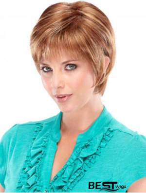 Layered Chin Length Straight Auburn 7 inch New Monofilament Wigs