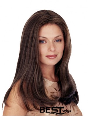 Without Bangs Long Straight Brown 20 inch Comfortable Monofilament Wigs