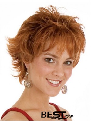 Layered Chin Length Wavy Auburn 8 inch Exquisite Monofilament Wigs