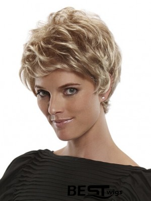 Short Straight Boycuts Blonde Flexibility 100% Hand-tied Wigs