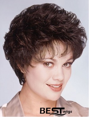 Layered Short Wavy Brown 8 inch Fashionable Monofilament Wigs