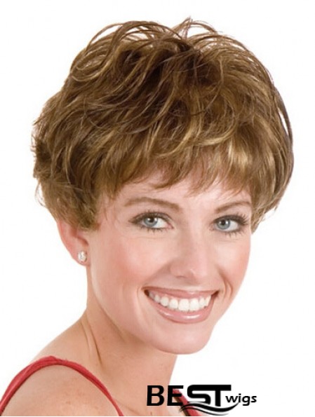 Layered Short Straight Blonde 5 inch Style Monofilament Wigs