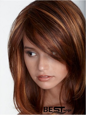 Auburn 20 inch Fashionable Long Straight With Bangs Lace Wigs
