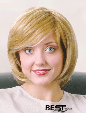 Bobs Chin Length Straight Blonde 12 inch Good Monofilament Wigs