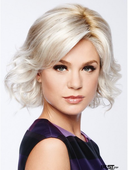 10 inch Chin Length Capless White Layered Bob Wig