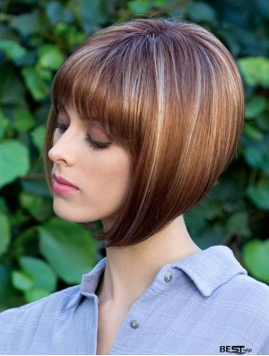 Ladies Bob Wigs With Monofilament Straight Style Chin Length