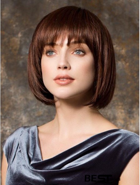 10 inch Chin Length Monofilament Brown Bob Style Wig