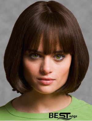 Wigs Bob UK With Synthetic Capless Brown Color Chin Length