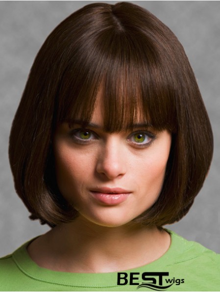 Wigs Bob UK With Synthetic Capless Brown Color Chin Length