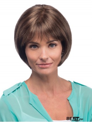 Straight Chin Length Brown 10 inch 100% Hand-tied Fabulous Bob Wigs