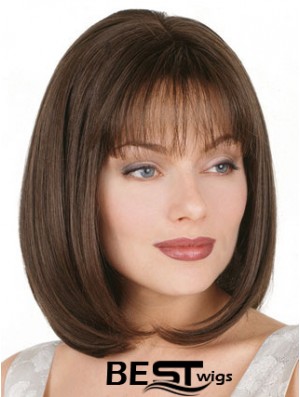 Straight Bob Wig Chin Length Brown Color Bobs Cut With Capless