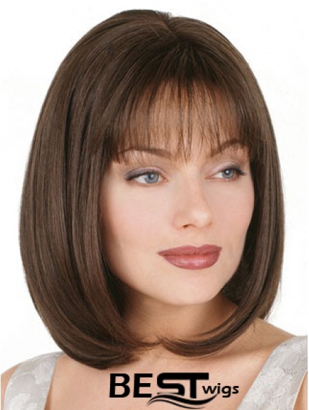 Straight Bob Wig Chin Length Brown Color Bobs Cut With Capless