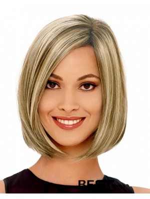Straight Chin Length Blonde 12 inch Capless Popular Bob Wigs