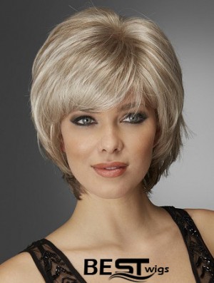 Wavy Chin Length Blonde 10 inch Monofilament Exquisite Bob Wigs