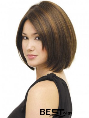 Capless Chin Length Straight Brown Beautiful Bob Wigs