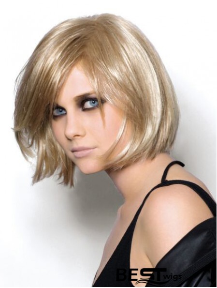 Straight Chin Length Blonde 10 inch Monofilament Trendy Bob Wigs