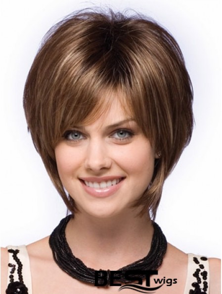 Capless Short Straight Brown Perfect Bob Wigs