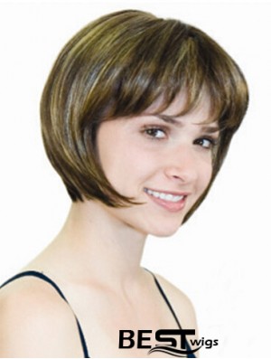 Straight Chin Length Blonde 10 inch Monofilament Convenient Bob Wigs