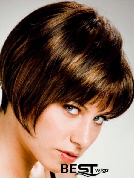 Straight Chin Length Brown 10 inch Capless Stylish Bob Wigs