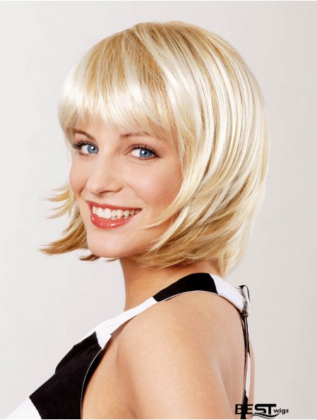 Straight Chin Length Blonde 10 inch Lace Front Top Bob Wigs