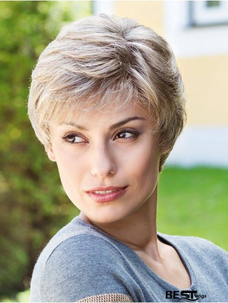 Sassy Short Straight 6 inch Synthetic Grey Wigs