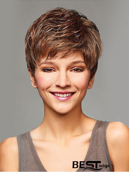 Short Curly Wigs With Capless Synthetic Blonde Color Cropped Length