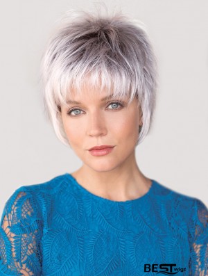Capless Straight Cropped 6 inch Salt And Pepper Wig