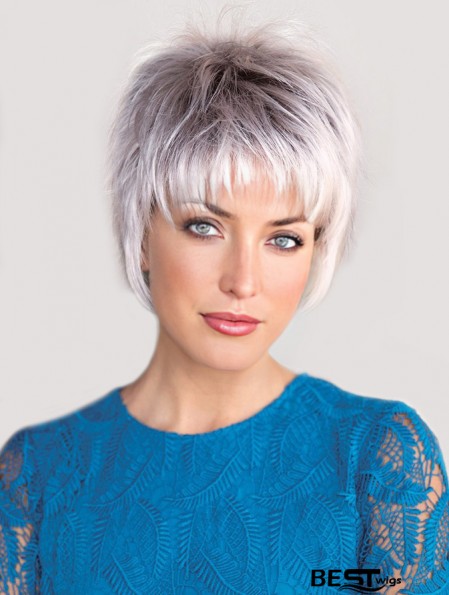 Capless Straight Cropped 6 inch Salt And Pepper Wig