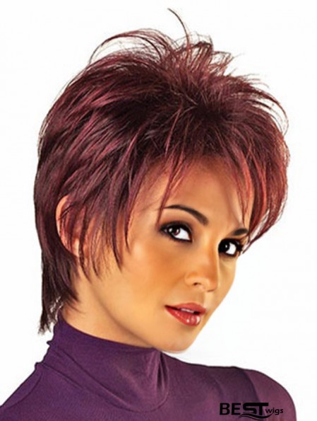 Red Wigs UK With Capless Straight Style Boycuts