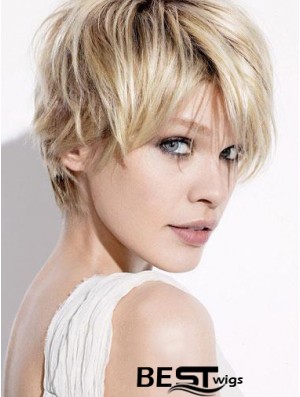 Short Blonde Wigs With Capless Straight Style Boycuts