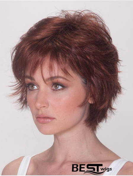 Best Wigs With Synthetic Capless Auburn Color Straight Style