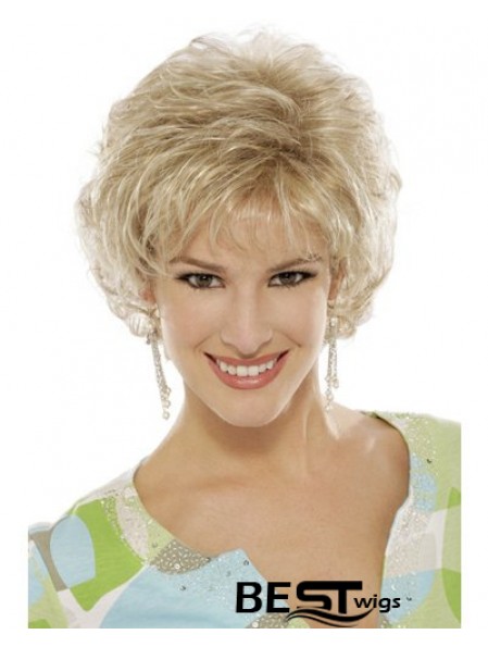 Blonde Curly Wig With Capless Short Length Classic Cut