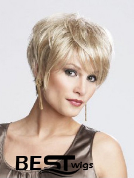 8 inch Sassy Straight Layered Blonde Short Wigs