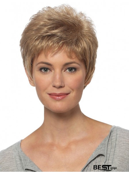 Short Hair Wigs Blonde Color Cropped Length Straight Style