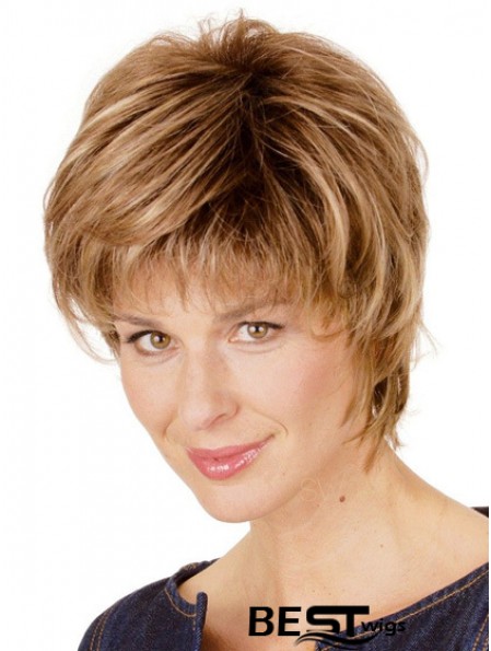 Short Wigs Straight Style Short Length Blonde Color With Capless